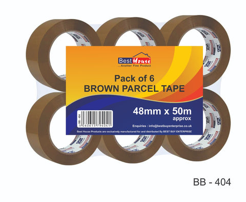 6-Pack 60m x 48mm Brown Parcel Tape: Dependable Packaging Solution for Bulk Needs BB0404 Origin manufacturing