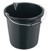 14 Litre Black Plastic Builders Bucket: Robust Construction for Heavy-Duty Tasks CD2616 Origin Manufacturing