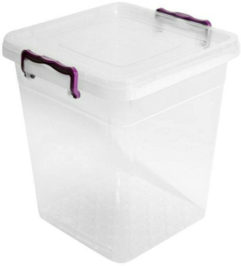 Plastic Storage Box with handles DEEP 15 Litres Lid Clip Locking Office Home Kitchen Food Container Multi-Purpose Origin Manufacturing