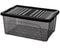 60 Litre Grey Storage Box with Wheels and Clip lid: Extra-Large and Portable Storage Solution (6) QS022 Origin Manufacturing