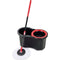 Microfiber Spin Mop and Bucket Set, Spin Mop for Cleaning Floors, Set of 1x Mop, 1x Bucket Red/Black Origin manufacturing