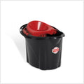Mop Bucket No. 1 – 12lt Black and Wringer In red With Handle For Carrying Origin manufacturing