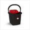 Mop Bucket No. 4 – 15lt (with Wheels) Black And Wringer In Red With Handle For Carrying Origin manufacturing